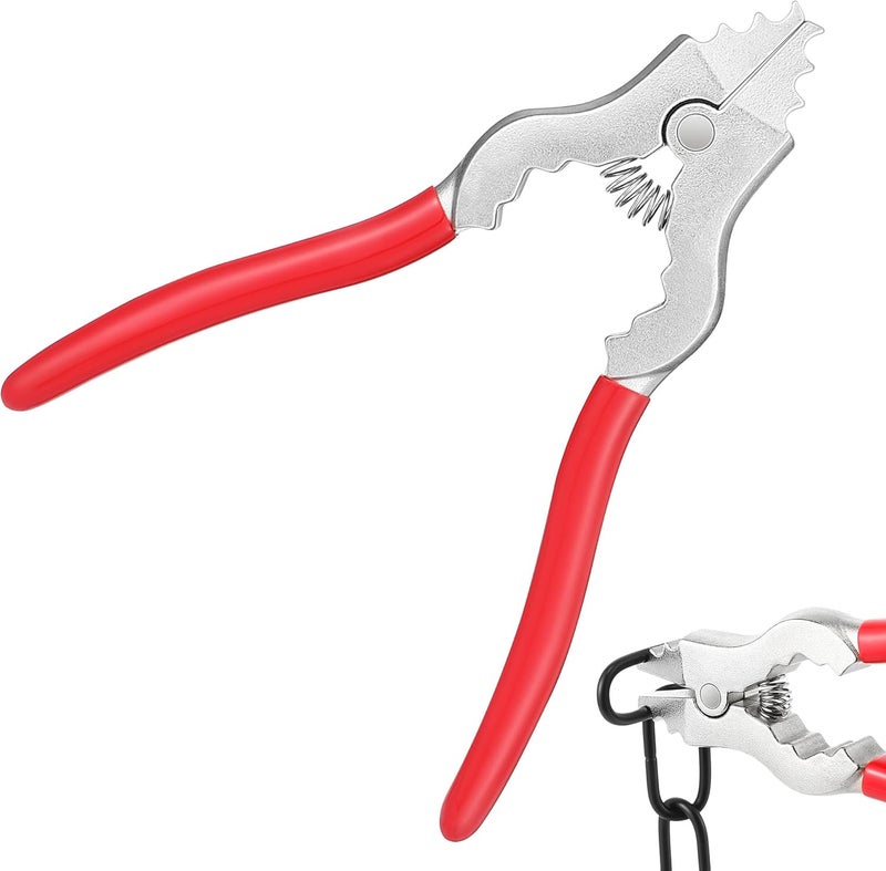 Feekoon Chain Pliers, 7 Inch Fixture Link Pliers, Malleable Iron Chain Pincers, Opener Closer Remover Pincers, Light Link Tool with Rubber Grip for Chandelier Shackle Light Fixture Accessories, Red - Image 1
